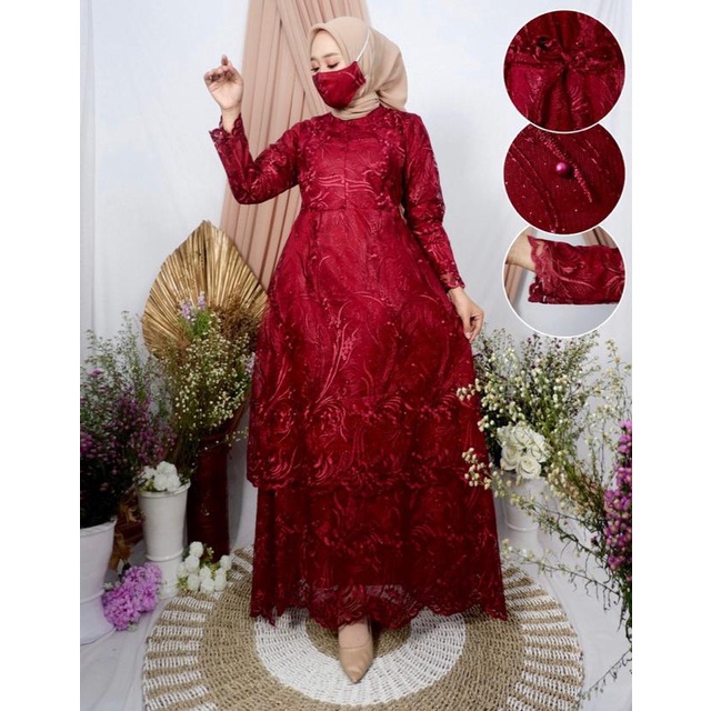 GAMIS TULLE NEW 2 TINGKAT BUSUI /GAMIS KEBAYA TULLE / BAJU PESTA MODERN / GAMIS TILE MITUARA MALAISIA / GAMIS BRUKAT FASHION / GAMIS BRUKAT MUSLIMAH / GAMIS PESTA MUSLIMAH/ GAMIS PESTA MODEL