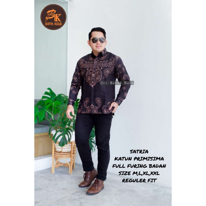 Batik pria lengan panjang HITAM GOLD modern ORIGINAL BAJU PREMIUM KEKINIAN SOLO MURAH TERBARU &quot;KULO&quot;