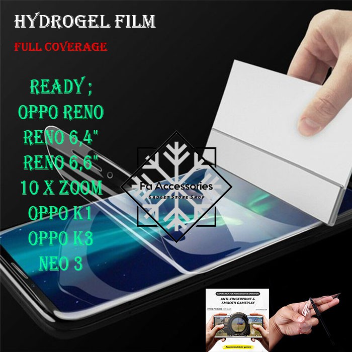 FA ANTI GORES JELLY HYDROGEL OPPO RENO 8 8T 6,4 6,6 10 10X ZOOM K1 K3 NEO3 INCH 4G 5G SCREEN PROTECTOR GUARD SHOCK