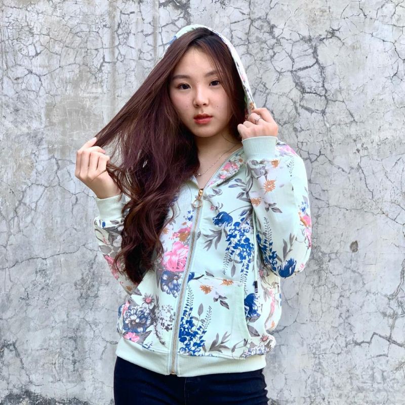 JAKET BUNGA ABU - KAOS IMPOR PREMIUM - FASHION KOREA - JOGGING - FIT S TO XL - TIPPIT TIP (BISA COD)-3