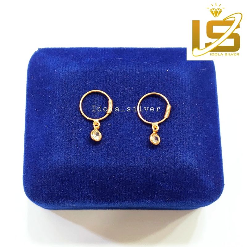 ANTING ANAK PERAK ASLI SILVER 925 LAPIS EMAS KUNING GANTUNGAN PERMATA 1 - PERHIASAN PERAK ANAK