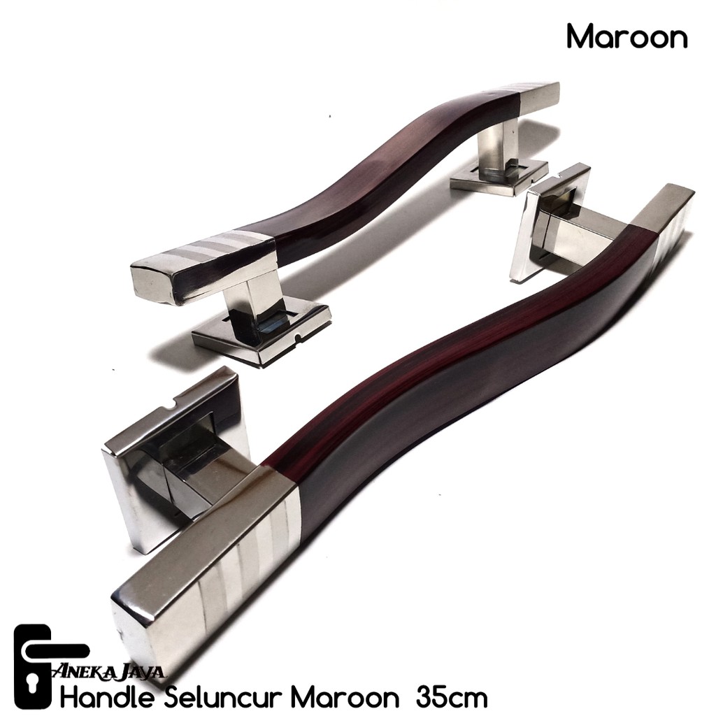 Handle Pintu Rumah / Tarikan Pintu Rumah / Pull Handle Stainless Seluncur Maroon 35cm