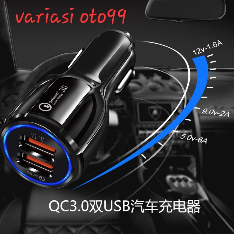 Car Charger Colokan Mobil 2 Port QC 3.0/3 1A