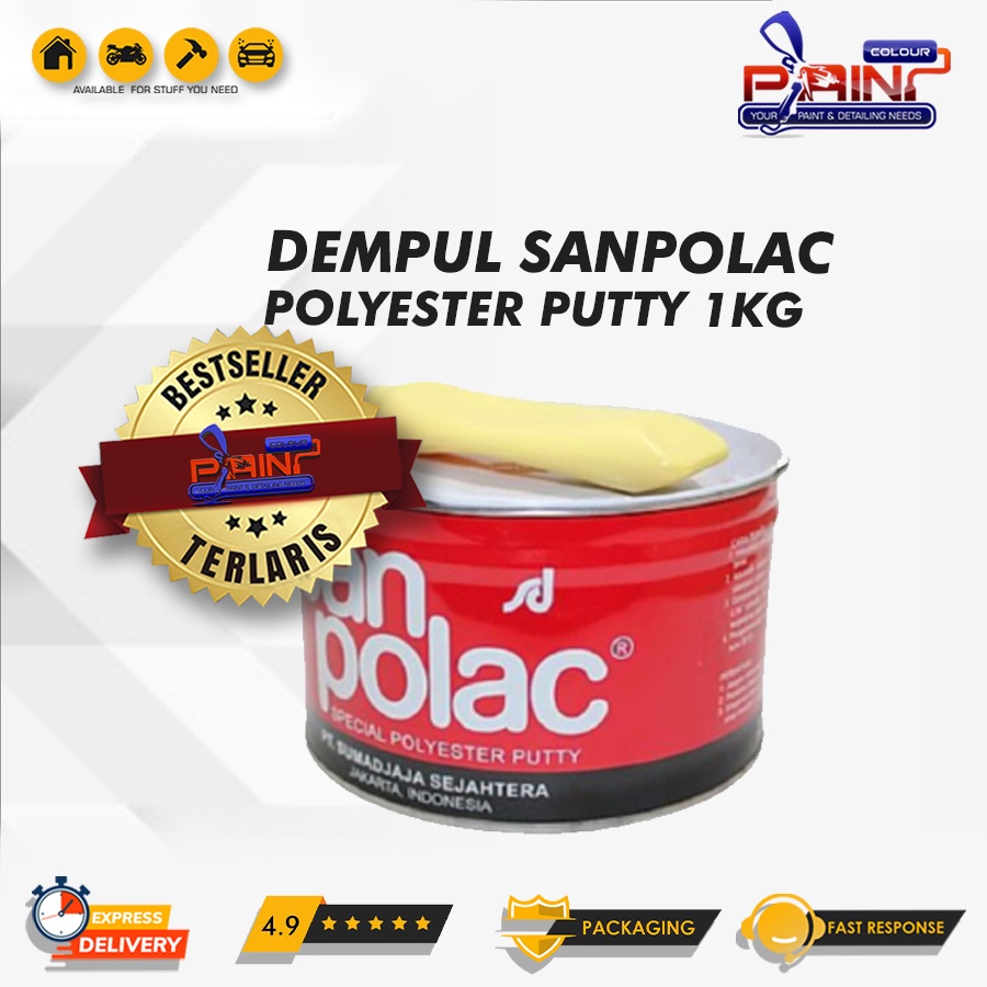 Dempul Sanpolac 1 Kg Mobil/Motor/Besi/Kayu