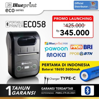BLUEPRINT - BPLite ECO58 Thermal Label Resi Printer USB Bluetooth