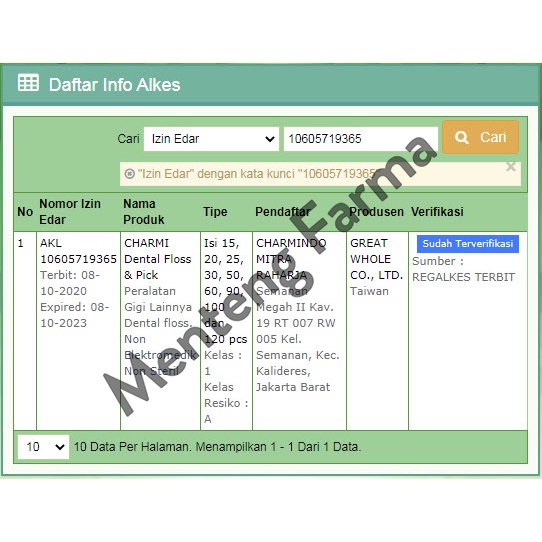 Charmi Dental Floss Pick Art 188 Isi 30 Pcs - Benang Pembersih Sela Gigi