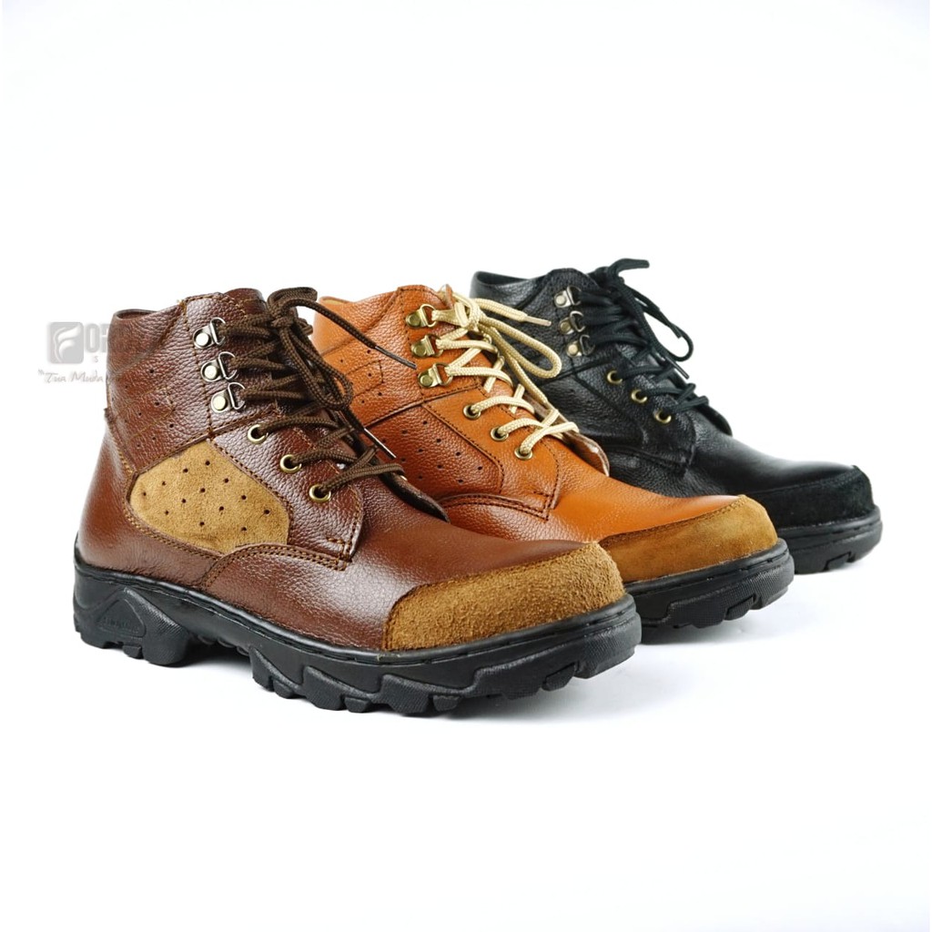  Sepatu  Safety Pria  Boot  Kulit Asli Full Grain Leather 