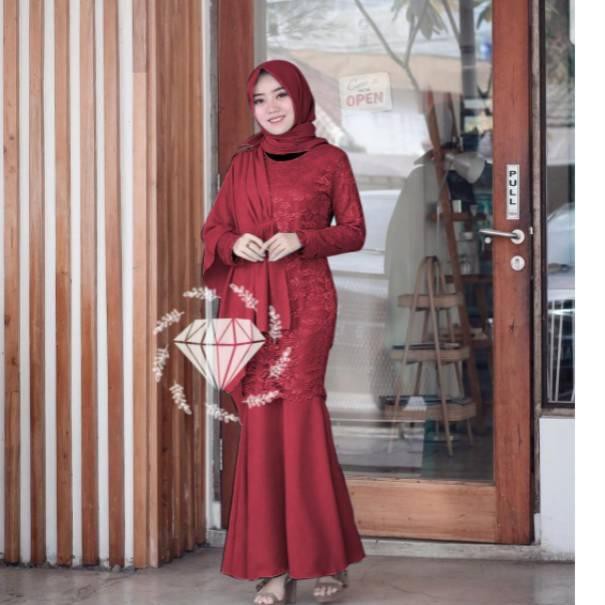 Terbaru.. KR- Maxy Naysila Duyung gamis brukat duyung mermaid slendang murah gamis brukat mermaid ga
