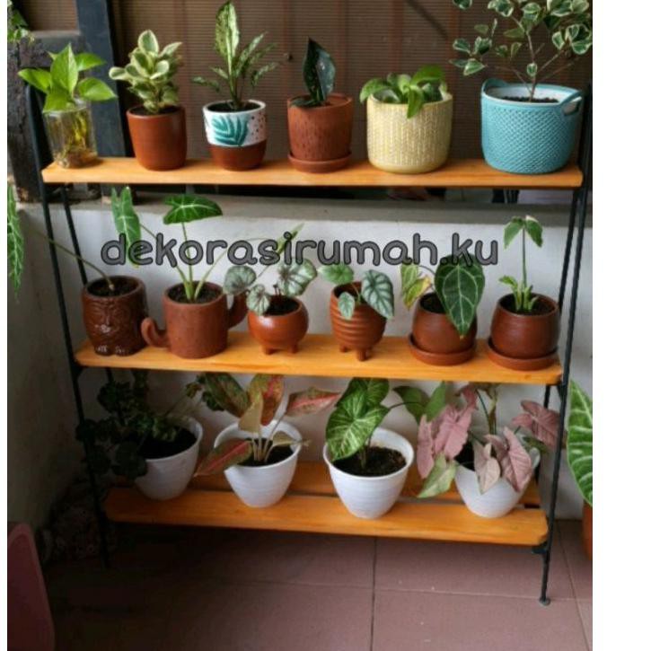 LANGSUNG ATC.. Rak bunga susun / Rak sepatu / Rak serbaguna / Standing pot dr03 Rak Kayu Besi Ambala