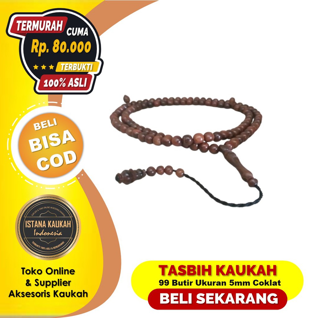 ASLI dan MURAH Tasbih Kayu Kokka Kaukah Tasbih Kayu Bertuah 100 Butir ukuran 5mm