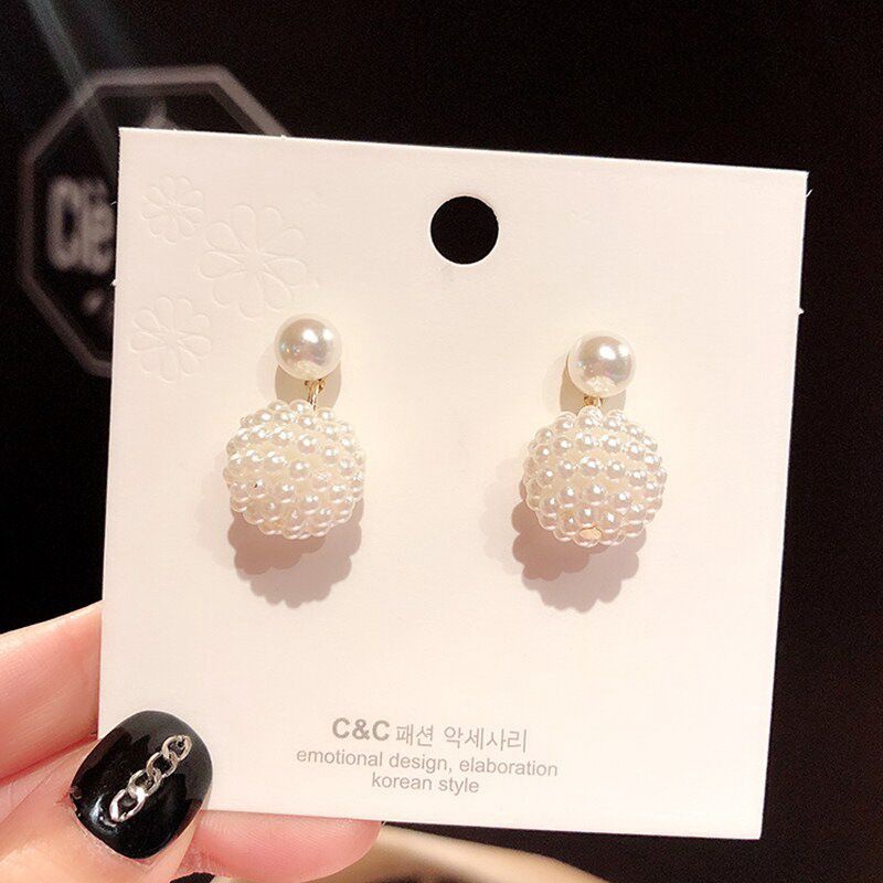 Manis Chanel gaya mutiara anting-anting anting-anting baru wanita temperamen anting-anting Jepang da