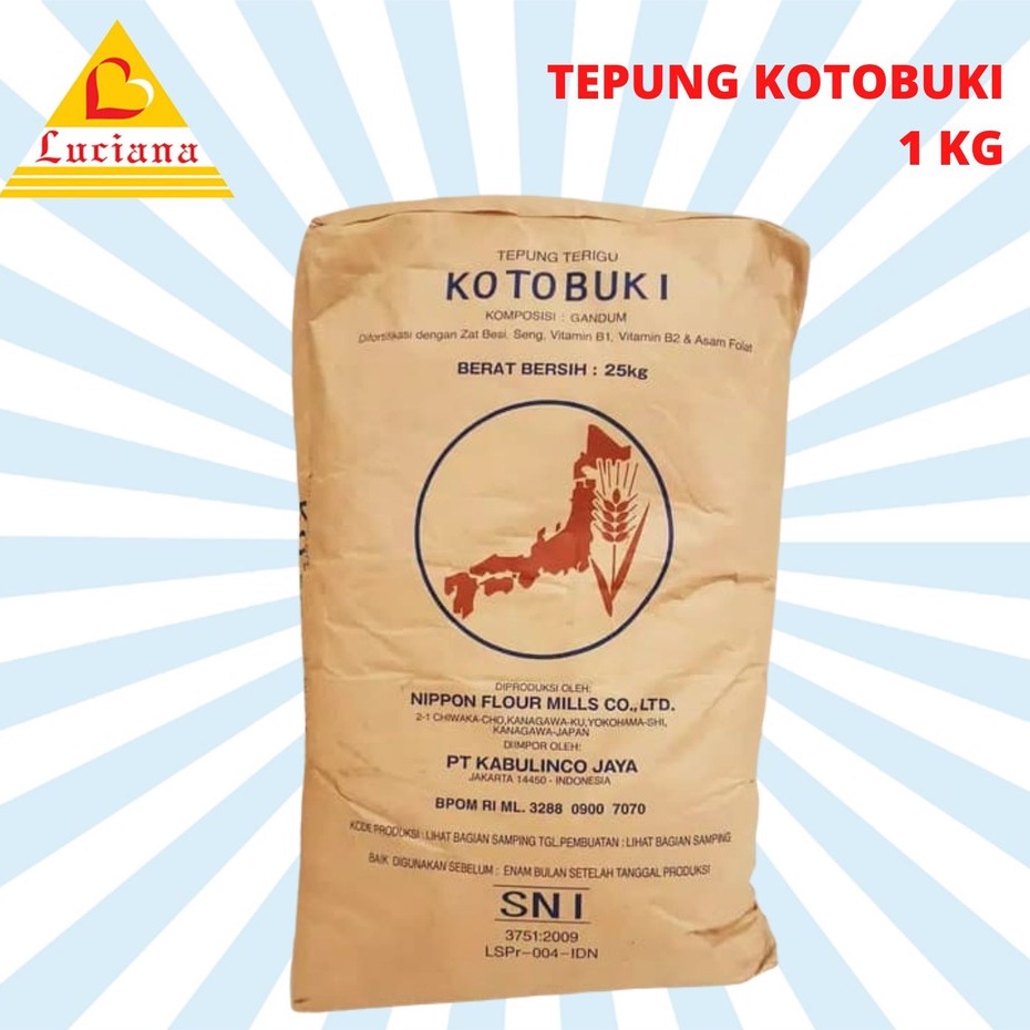 Tepung Kotobuki - Terigu Protein Rendah Import Dari Jepang 100% ASLI REPACK 1KG