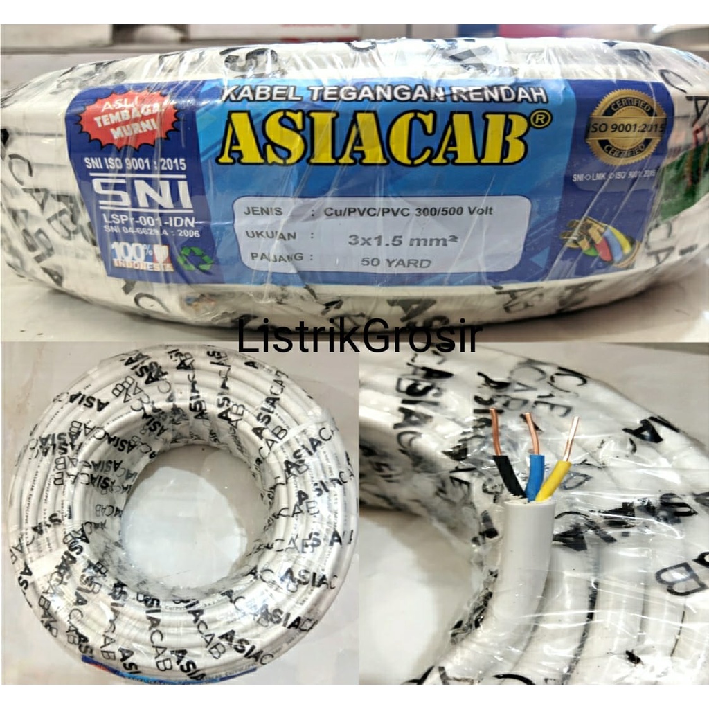 Meteran Ecer Kabel Listrik Nym 2x1,5 2x1.5 / 3x1,5 / 2x2,5mm / 3x2,5 mm SNI LMK Kabel Kawat Tembaga Eceran Per Meter