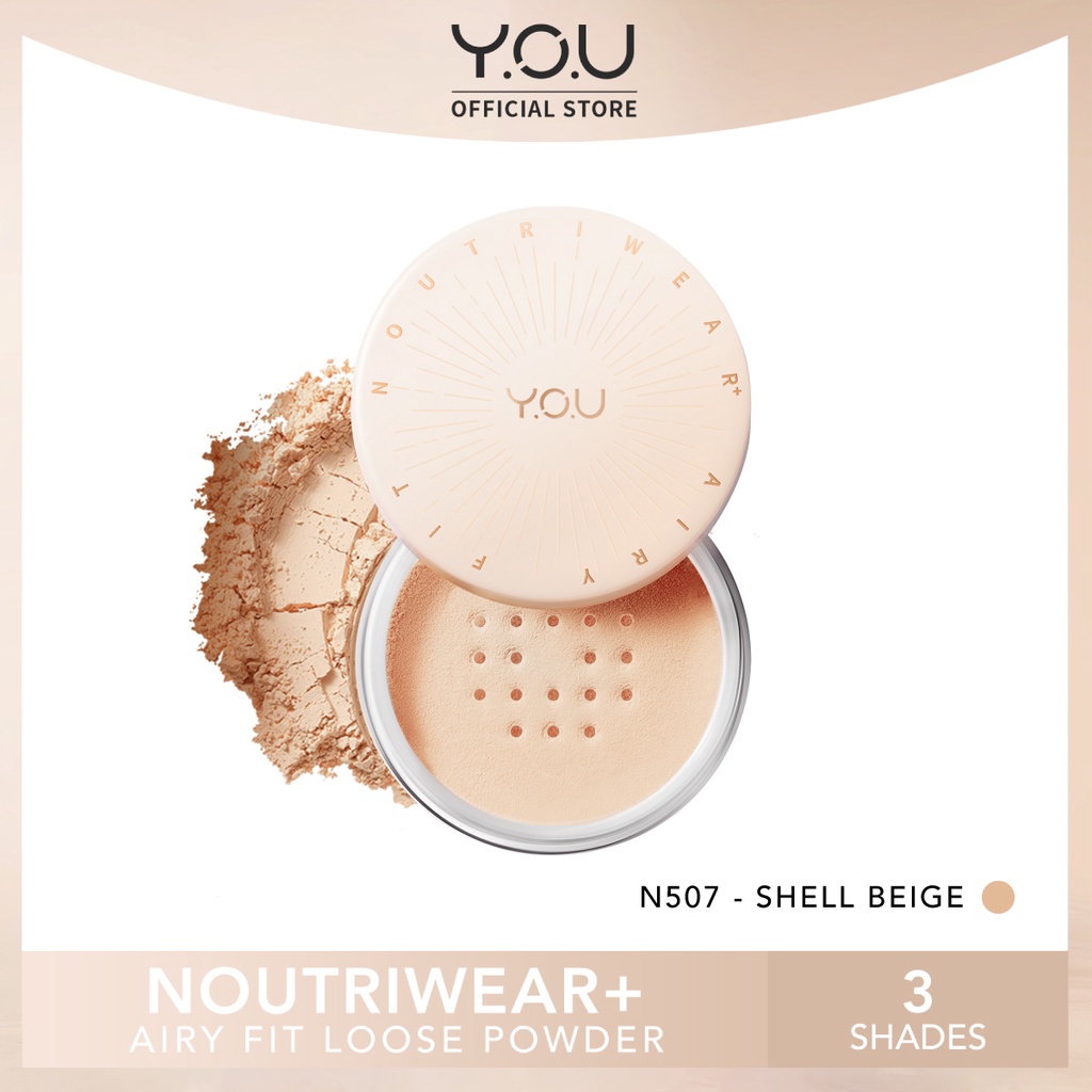 YOU NoutriWear+ Airy Fit Loose Powder Nourishing | Oil-control 24 Jam Tahan Lama bedak tabur Tahan Air 15gr