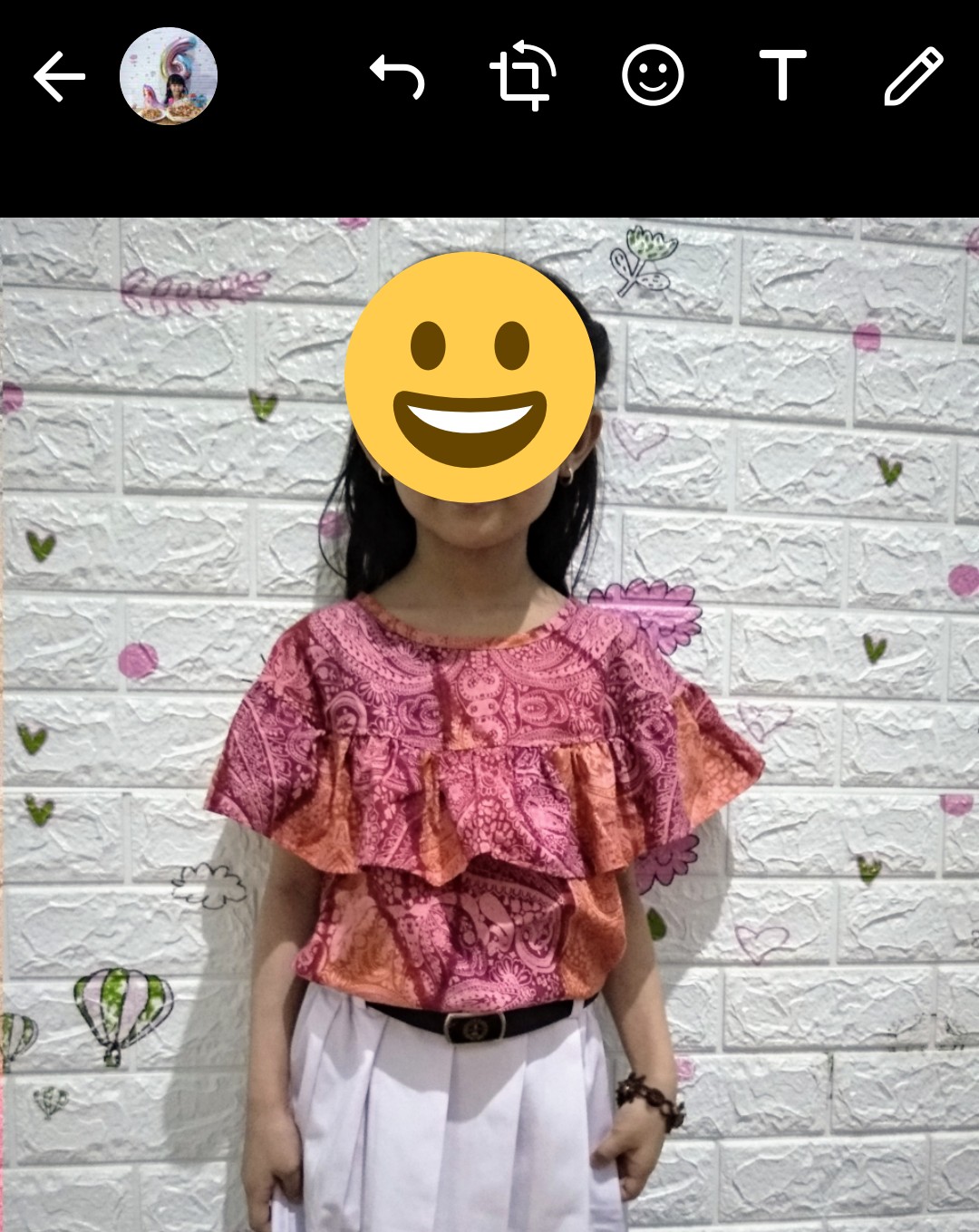 ( 6-12 Tahun ) Torio Smart Casual Burgandy Girl Batik - Baju Blouse Batik Anak Perempuan