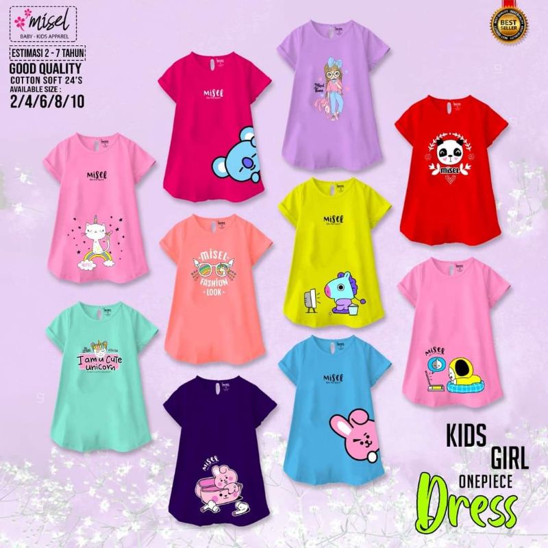 PILIH WARNA Dress Anak MISEL 1-8 Tahun ONEPIECE DRESS