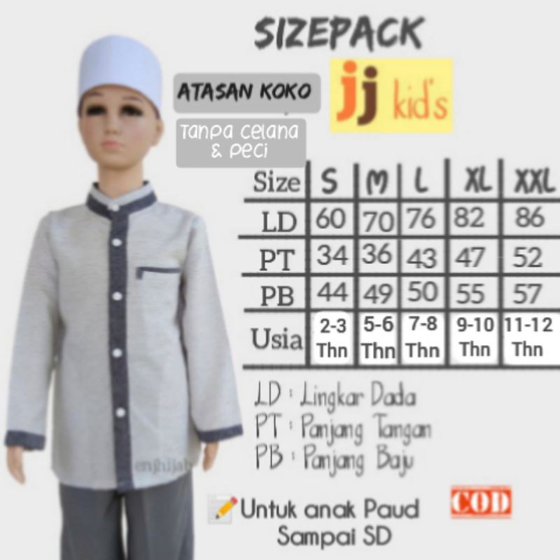 BAJU KOKO ANAK LAKI LAKI BAJU MUSLIM ANAK AK 101 LENGAN PANJANG JJ KID'S