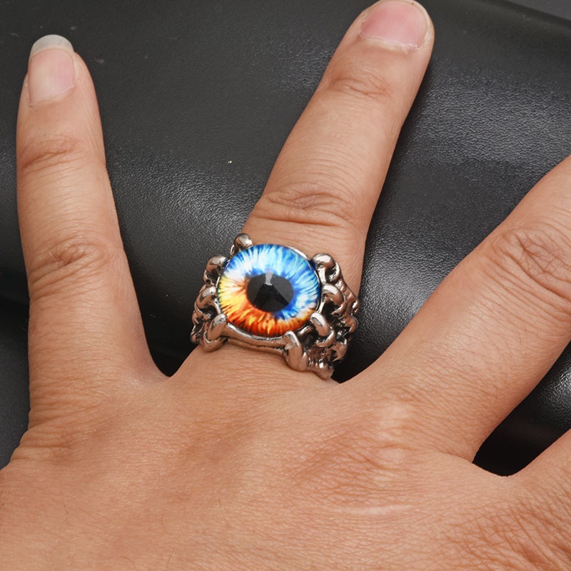 Cincin Keberuntungan Desain Cakar Iblis Mata Iblis Gaya Retro adjustable Untuk Pria / Wanita