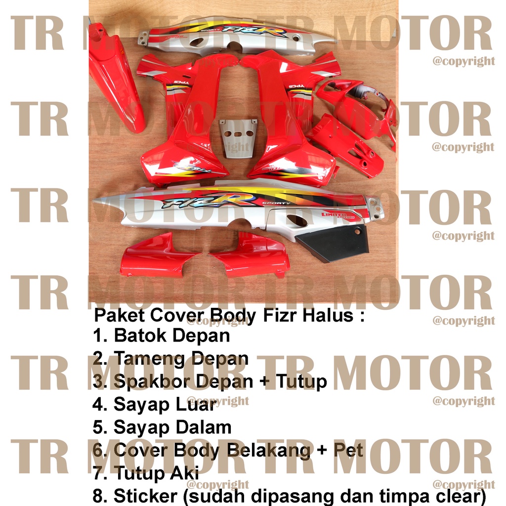 Cover Body Fizr F1zr Limited Edition Merah Silver Full Set Halus Cover Bodi Yamaha Fiz r