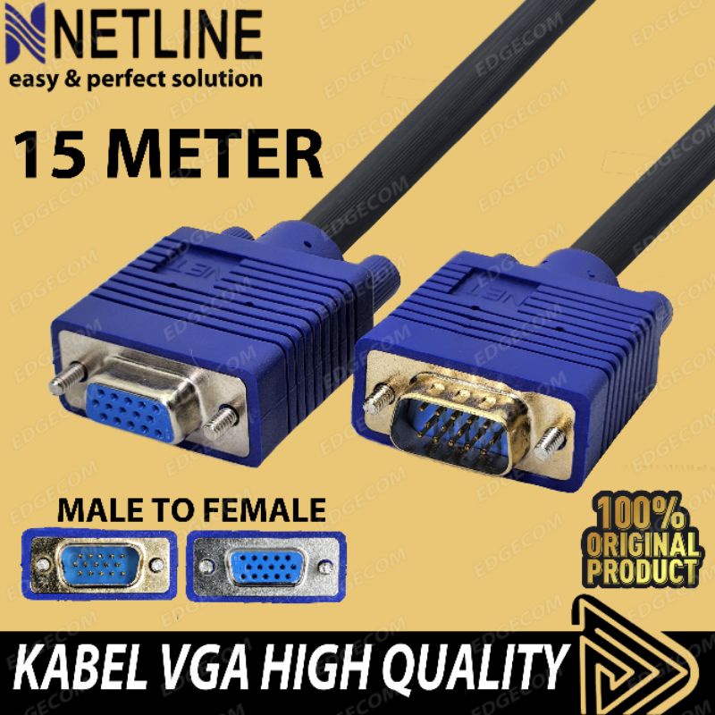 NETLINE Kabel VGA Male to Female 15 Meter HIGH QUALITY