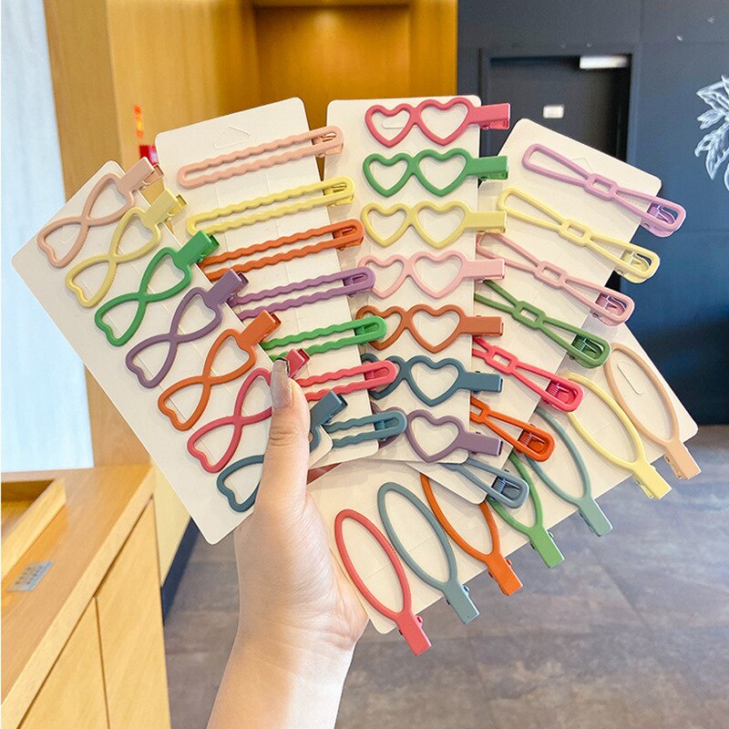 7pcs/set Jepitan Rambut Korea Model Silang Lucu/Aksesoris Rambut Hairpin Poni Import wanita Aksesoris