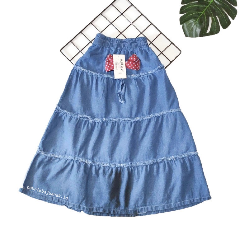 Rok Jeans Anak Perempuan / Rok Panjang Anak / Rok Jeans Olld Nevy