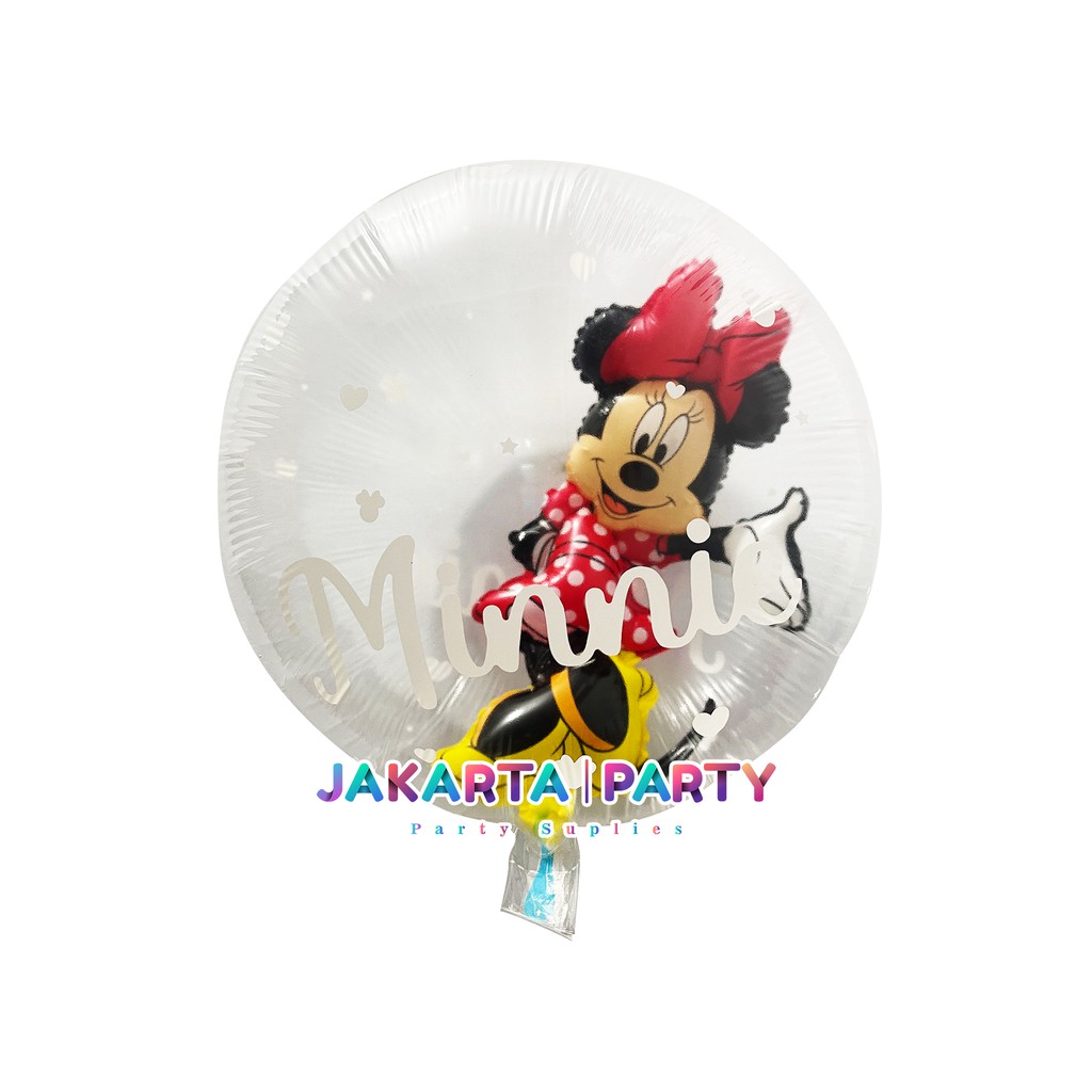 Balon Bulat Transparan Minnie Mouse / Balon Minnie Transparan