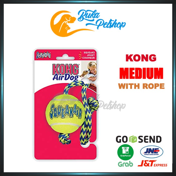 Mainan Bola Tennis Anjing Bunyi KONG SQUEAKAIR With Rope Medium