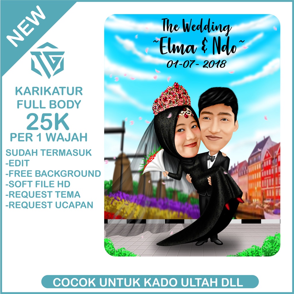 KARIKATUR WAJAH DIGITALISASI CUSTOM UNTUK KADO ULANGTAHUN /WISUDA/PERNIKAHAN