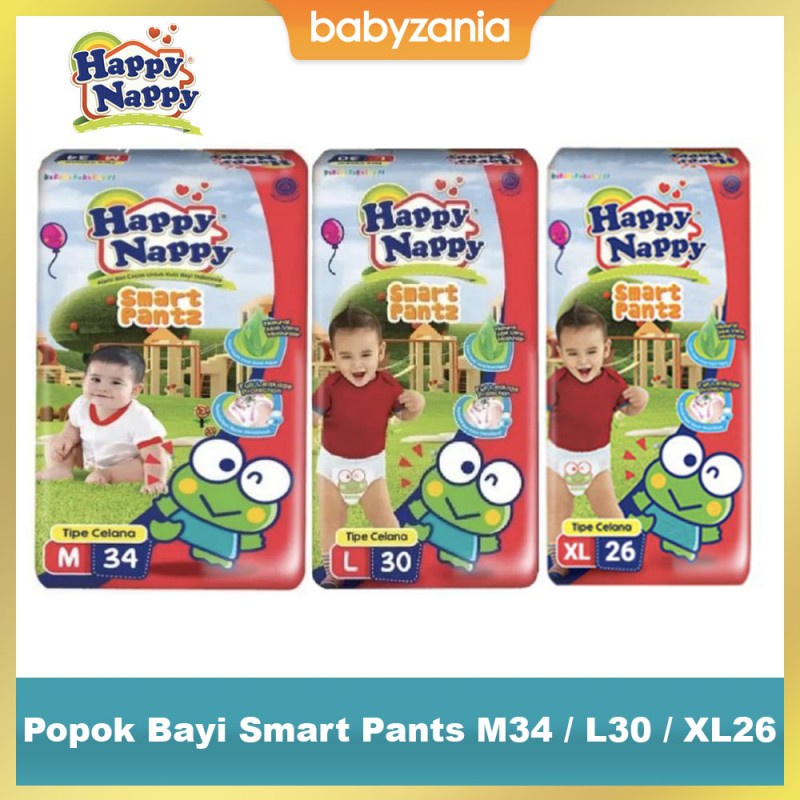 Happy Nappy Smart Pants Popok Celana Bayi - M 34 / L 30/  XL 26