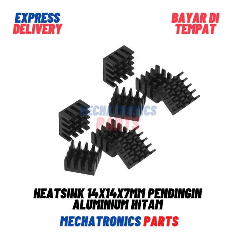 Heatsink 14x14x7mm Pendingin Aluminium Hitam