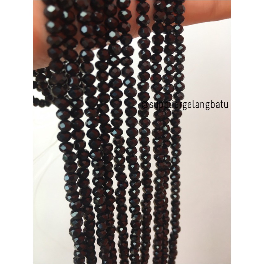 Crystal Ceko Doft 4mm hitam bahan aksesoris beads manik donat rondel kristal manik perhiasan emas