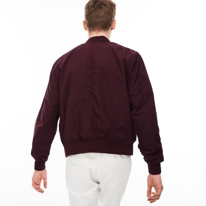 NEW JN JAKET LACOSTE LIVE REVERSIBLE BOMBER JACKET MAROON ORIGINAL UNISEX