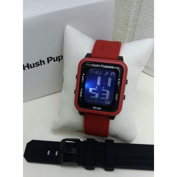 Jam Tangan Wanita HUSH PUPPIES DIGITAL 1302 Double strap Rubber