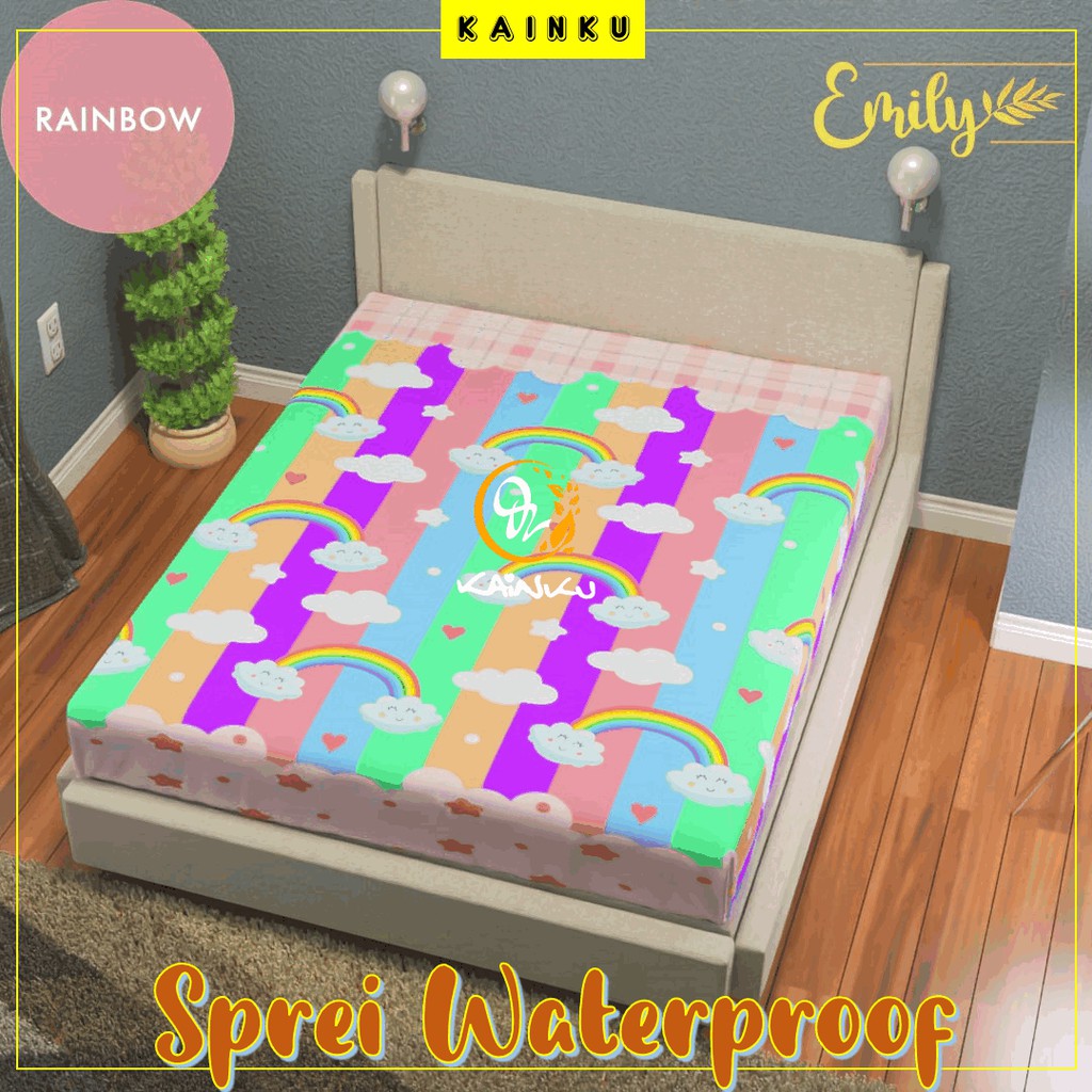 Sprei Waterproof Unisex MOONSTAR RAINBOW ANIMAL ANTI OMPOL ANTI AIR Ukuran 180x200 100 120 160 WP