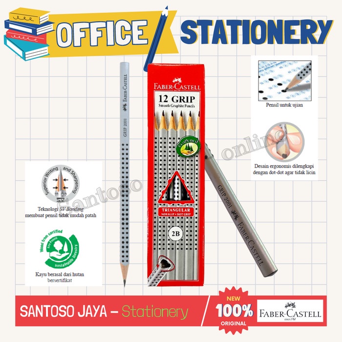 

Pensil Ujian 2B FABER CASTELL GRIP 2001 - EXAM Pencil GRIP 2001 2-B