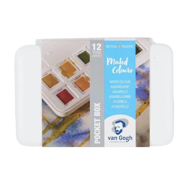 

Van Gogh Watercolour pocket box muted colours | 12 half pans