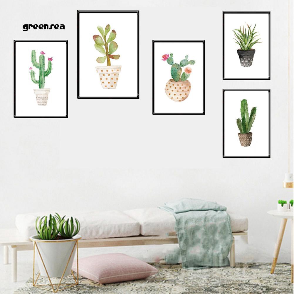 Greensea Potted Cactus Bonsai Frameless Wall Painting Living Room Bedroom Home Decor Shopee Indonesia