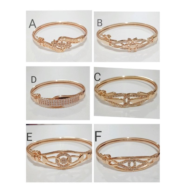 RAC44. Gelang xuping wanita lapis emas dgn mata zircon UK 6 cm