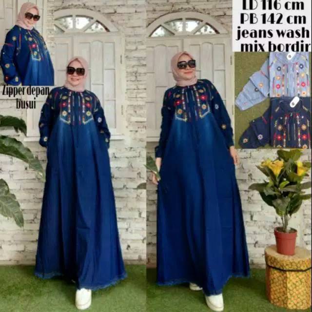 Gamis jeans bordir
