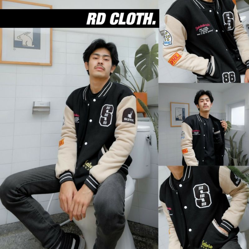 VARSITY JACKET - SLVHX HITAM CREAM
