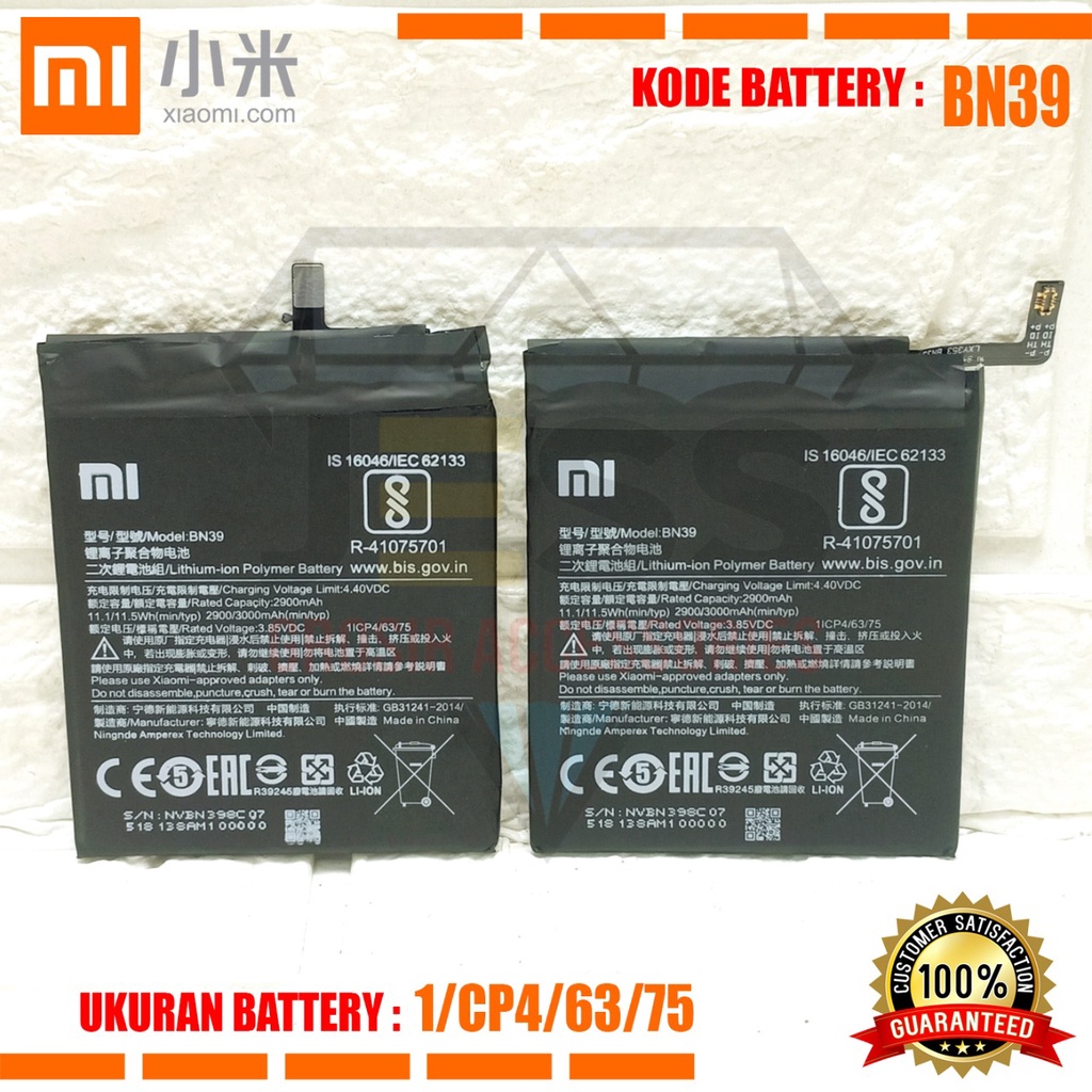 Baterai Battery Original Xiaomi BN39 &amp; BN-39 For type HP MI PLAY - M1901F9E - M1901F9T