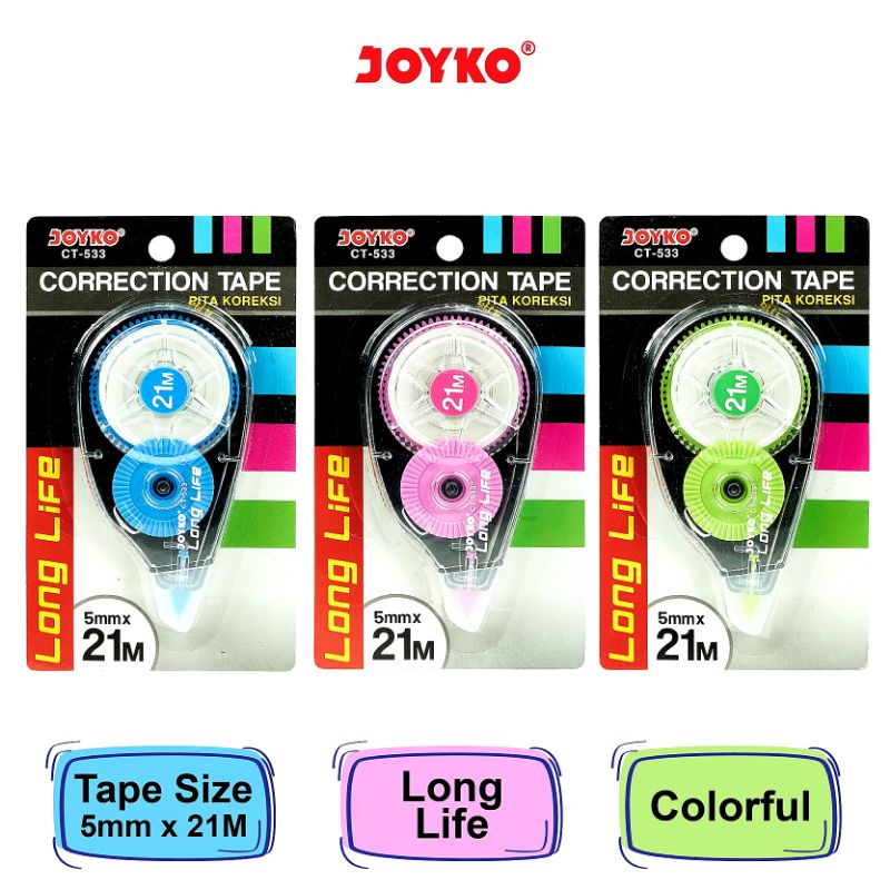 

TIPE X KERTAS JOYJO CT-533 21 M/CORRECTION TAPE PITA KOREKSI JOYKO