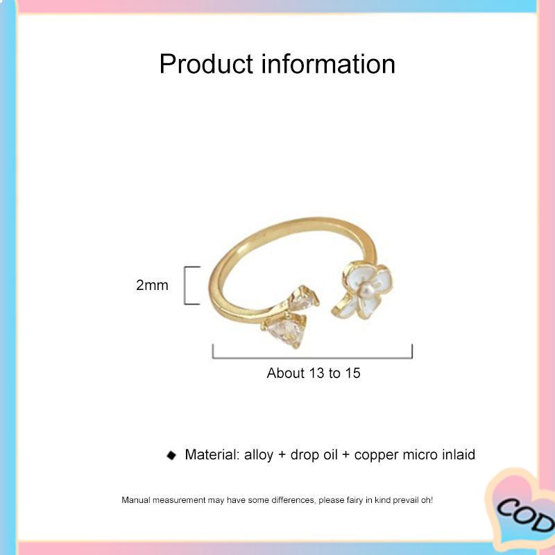 COD❤️ Cincin Bunga Sederhana Lembut Manis Kecantikan Temperamen Cincin Pembuka Glossy-A.one