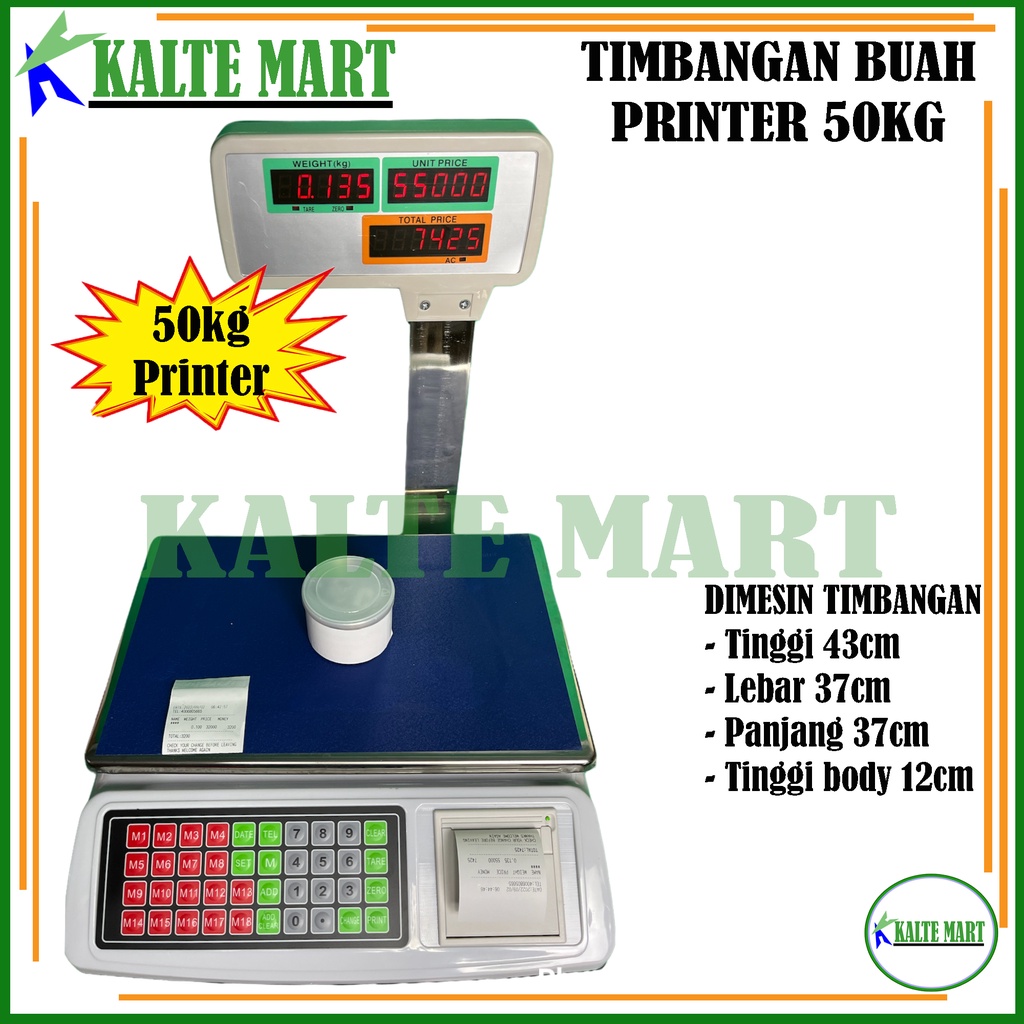 Timbangan Digital Printer 50kg Timbangan Buah Sayur 50Kg Printer Price Computing Scale Print 50kg