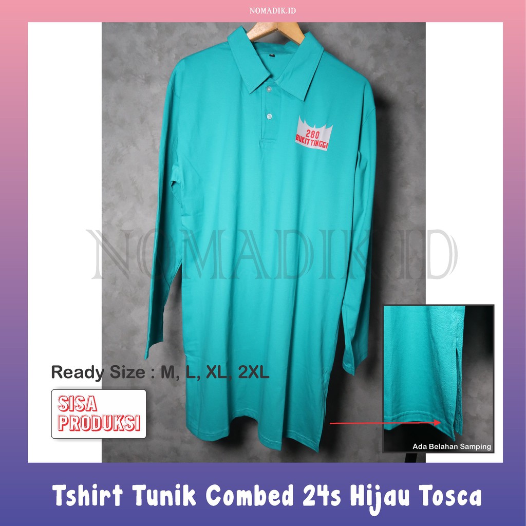 Tshirt Tunik Combed 24s Bukittinggi 280 Hijau Tosca Tangan panjang