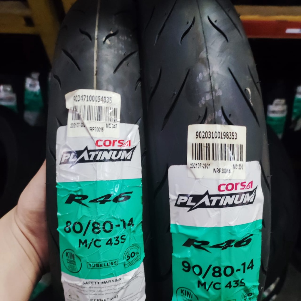 Paket Ban motor matic Corsa R46 80 80 &amp; 90 80 14 platinum tubeless soft compound