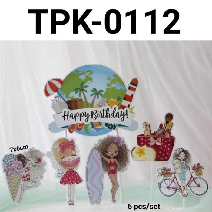 

TPK-0112 CAKE TOPPER KERTAS HOLIDAY LIBURAN PANTAI SURFING ICE CREAM BERKUALITAS