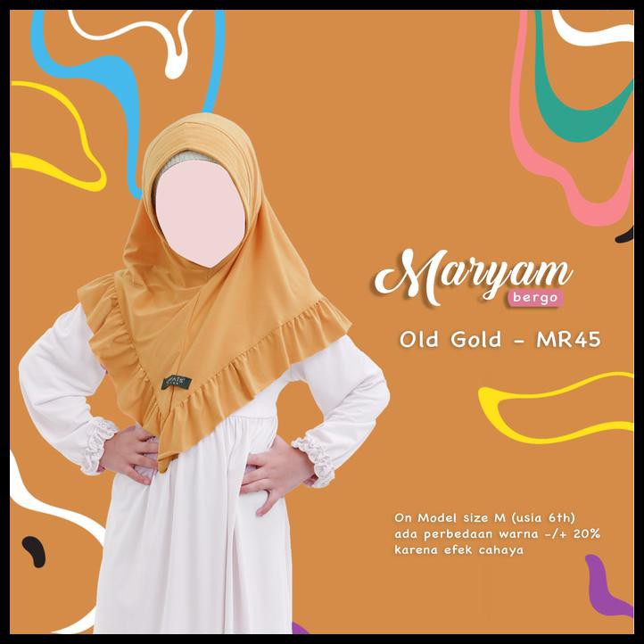 Jilbab Bergo Anak Maryam Instan SIZE L - Uwais Hijab - Old Gold