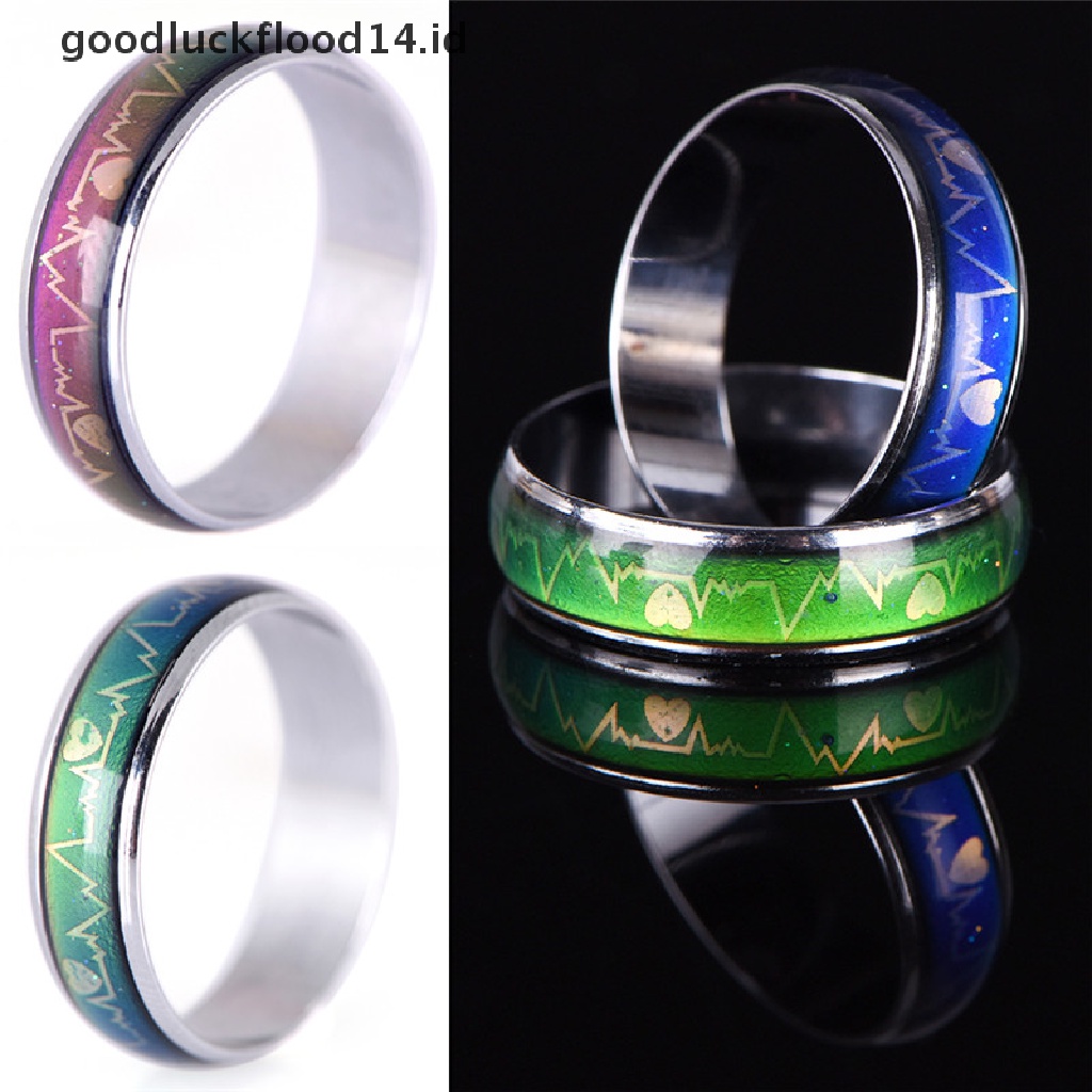 [OOID] Fashion Titanium Steel Mood Rings Temperature Emotion Feeling Engagement Rings ID